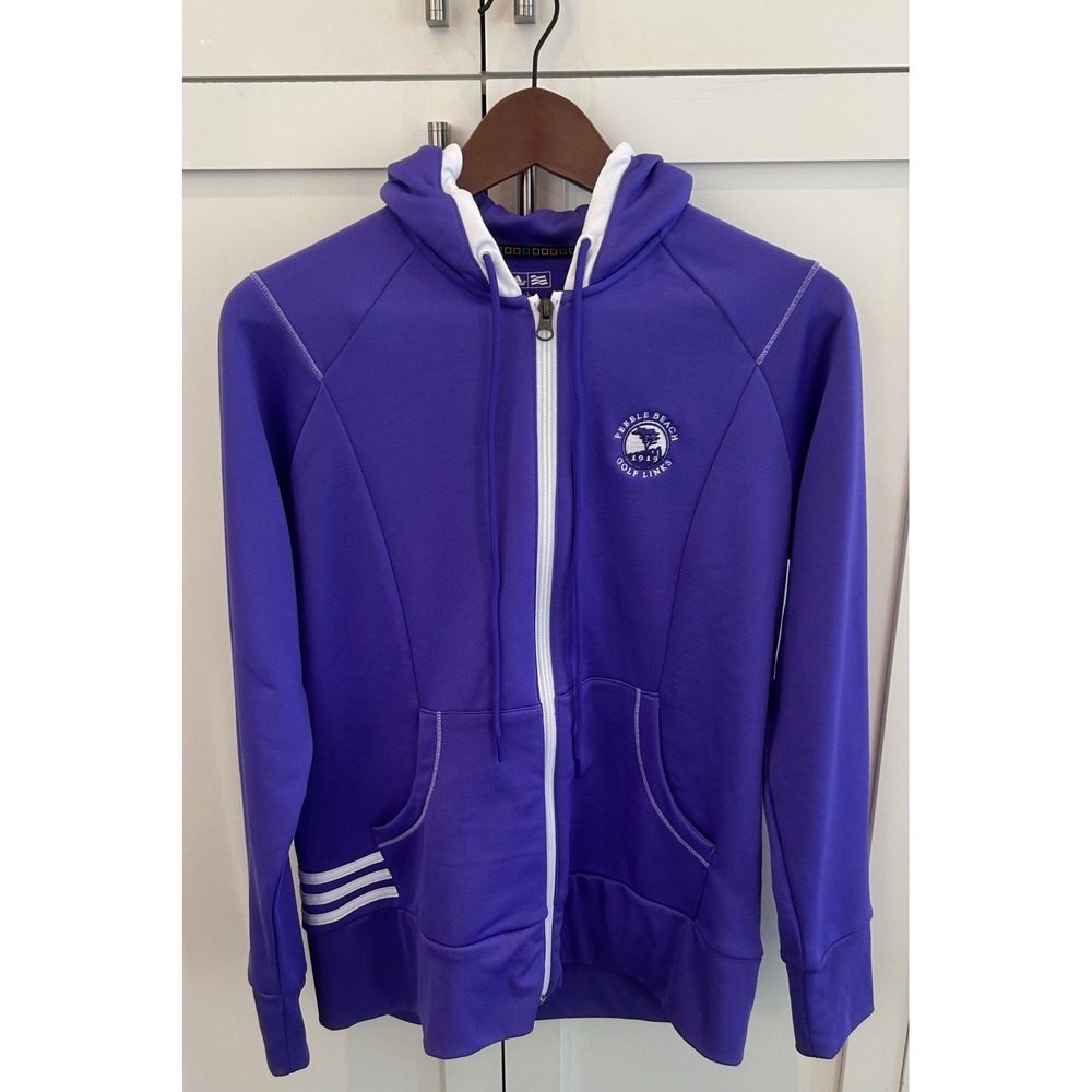 Adidas Pebble Beach Golf Links Full Zip Hoodie Jacket Purple White L